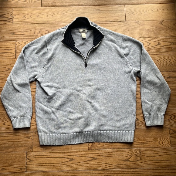 LL BEAN Men's Cotton Sweater, Quarter-Zip size XL - Picture 3 of 9
